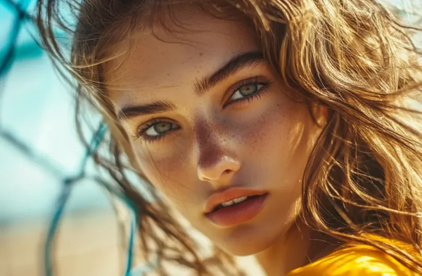 female player with beach volleyball hairstyles on the court