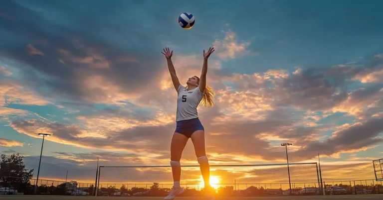 Volleyball Wallpaper PC design with a volleyball girl in front of a sunset